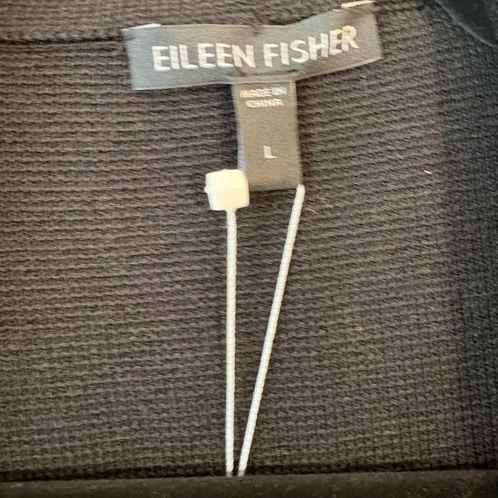 Eileen Fisher Black Silk Blend Women's Notched Jacket Size Large NWT - Picture 2 of 8